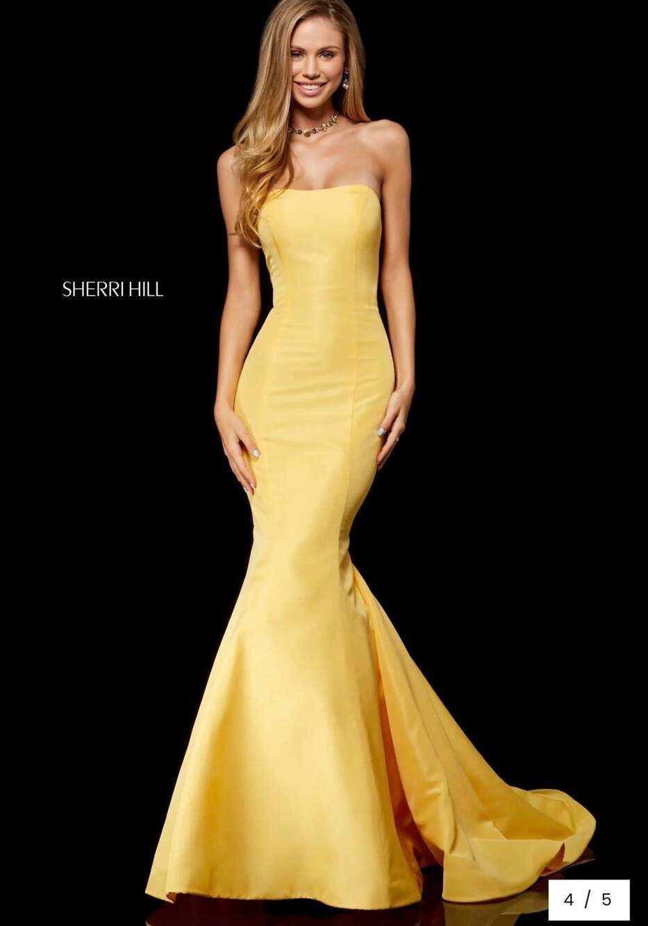 Sherri Hill 52390 Strapless Mermaid Dress Size 4 Yellow